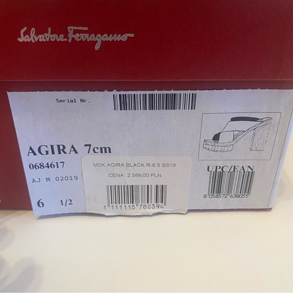 Salvatore Ferragamo 'Agira' Black Leather and Wood Slide Sandals 6.5 C NIB - Picture 8 of 8